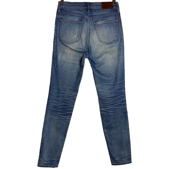Madewell High Riser Skinny Stretch Jeans Distressed Whiskering Fading 26 - Picture 2 of 15